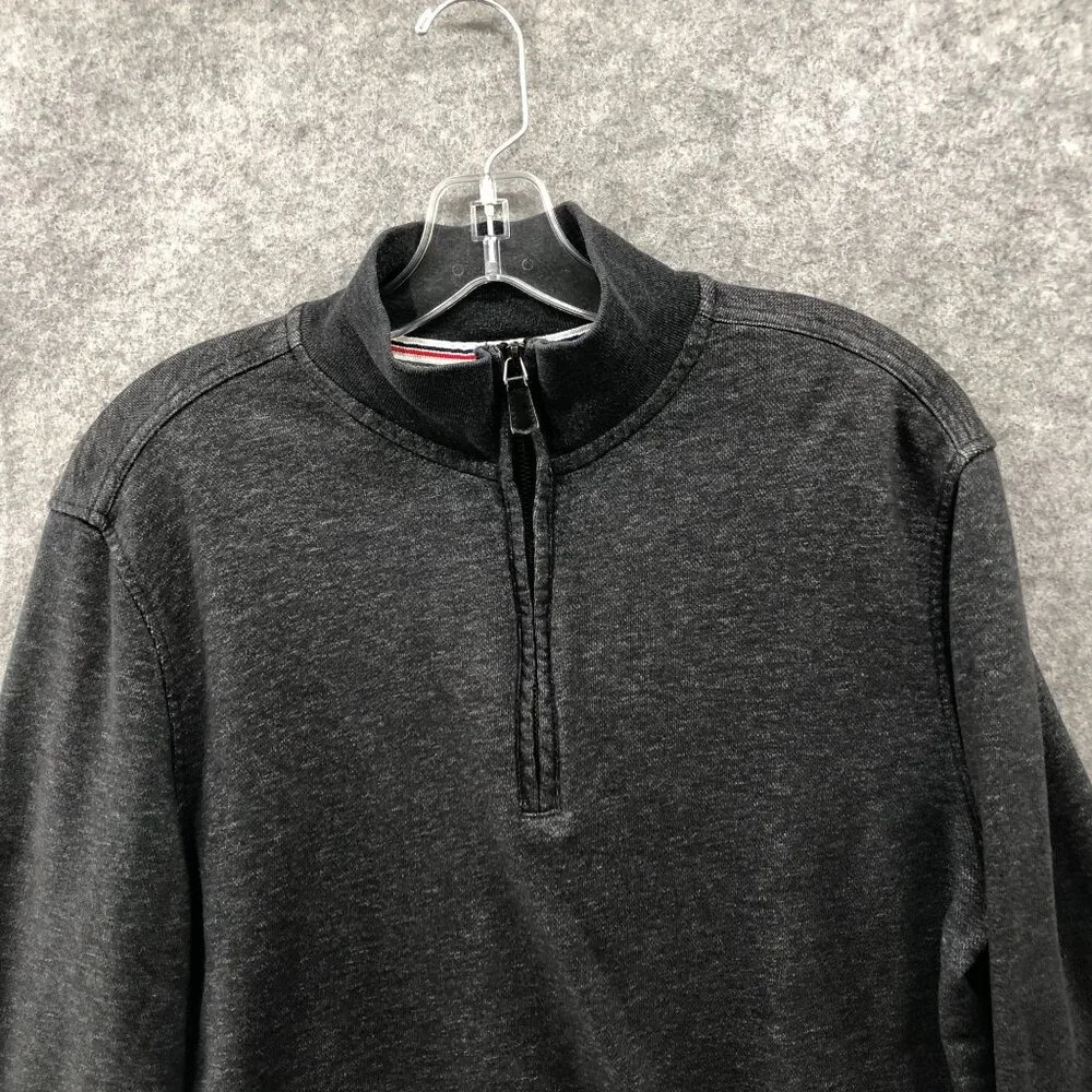 Banana Republic 1/4 Zip‎ Sweatshirt Mens M Dark Gray Elbow Patch Lightweight
